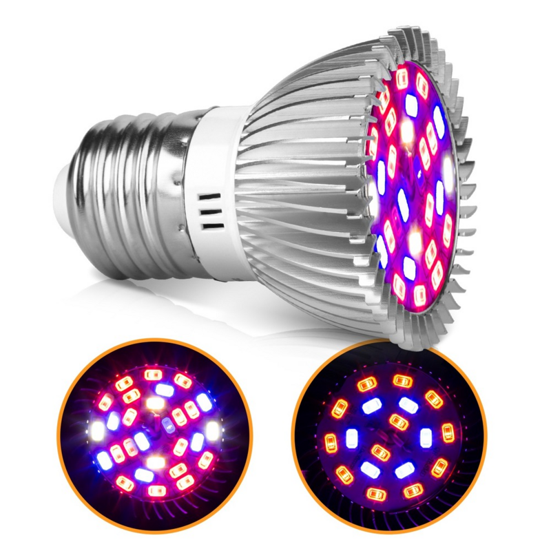 Led Plantengroei Lamp E27/E27/GU10 Volledige Spectrum Ultraviolet Plant Vullen Licht Hydrocultuur 18/28 Kraal Lamp Cup