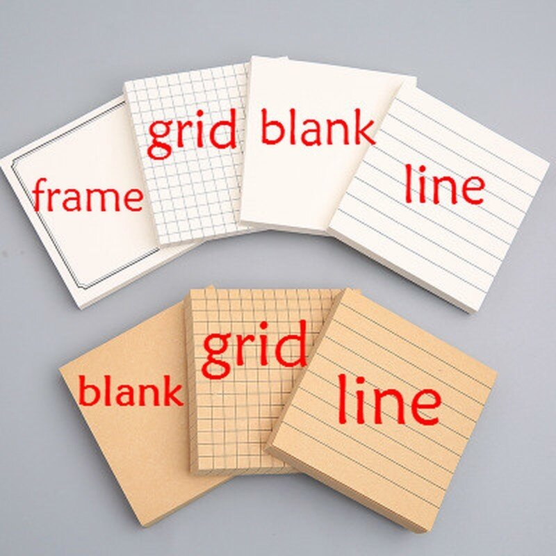80sheets Notes Kraft Paper Grid Blank Memo Pad Stationery Memo Pads Sheets Notepad Stationary Office Decoration Note Pad