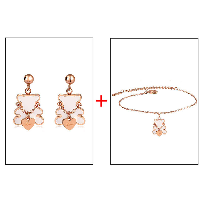 Heytree – boucles d'oreilles en forme de cœur pour femme, ensemble de bijoux en acier inoxydable, luxueux, élégant, coquille blanche, ours, nouvelle collection 2022
