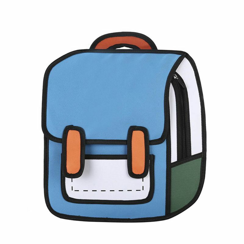 Mochila de dibujo 2D para mujer, bolso escolar de dibujos animados, mochila de viaje para adolescentes