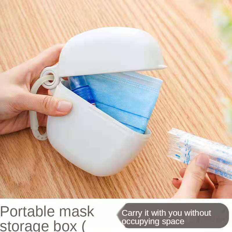 Caja de almacenamiento portátil para mascarillas faciales, contenedor de almacenamiento impermeable con Clip, a prueba de polvo, para el hogar