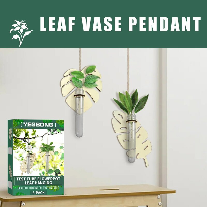 YEGBONG Leaf Vase Pendant Pendant Home Flower Arrangement Hydroponic Decoration Leaf Vase with Rope Container Free Shipping