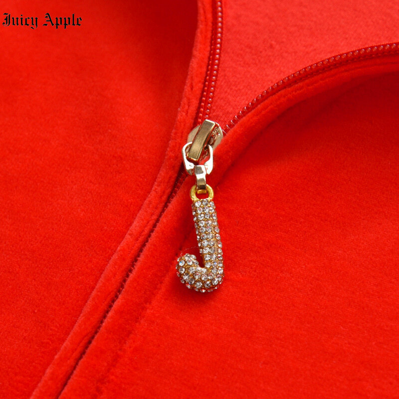 Juicy Apple-chándal holgado para mujer, conjunto de 2 piezas, chaqueta de manga larga con cremallera, chándales de entrenamiento, conjuntos de salón de moda