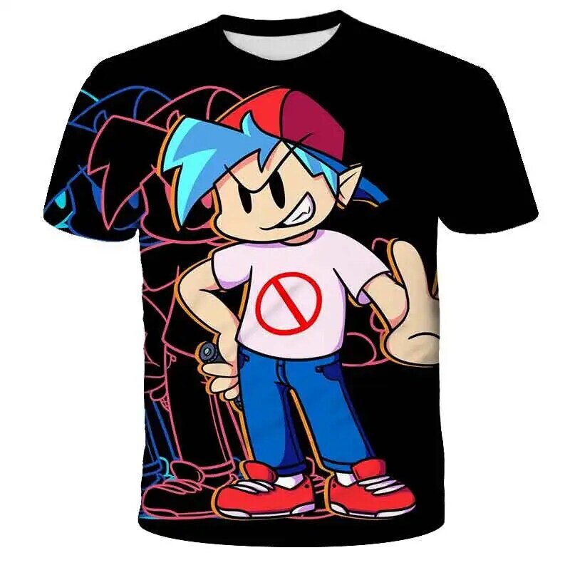 2022 kawaii Friday night funkin 3d t-shirt cartoon game boys and girls funny kids t-shirt tops children's clothes