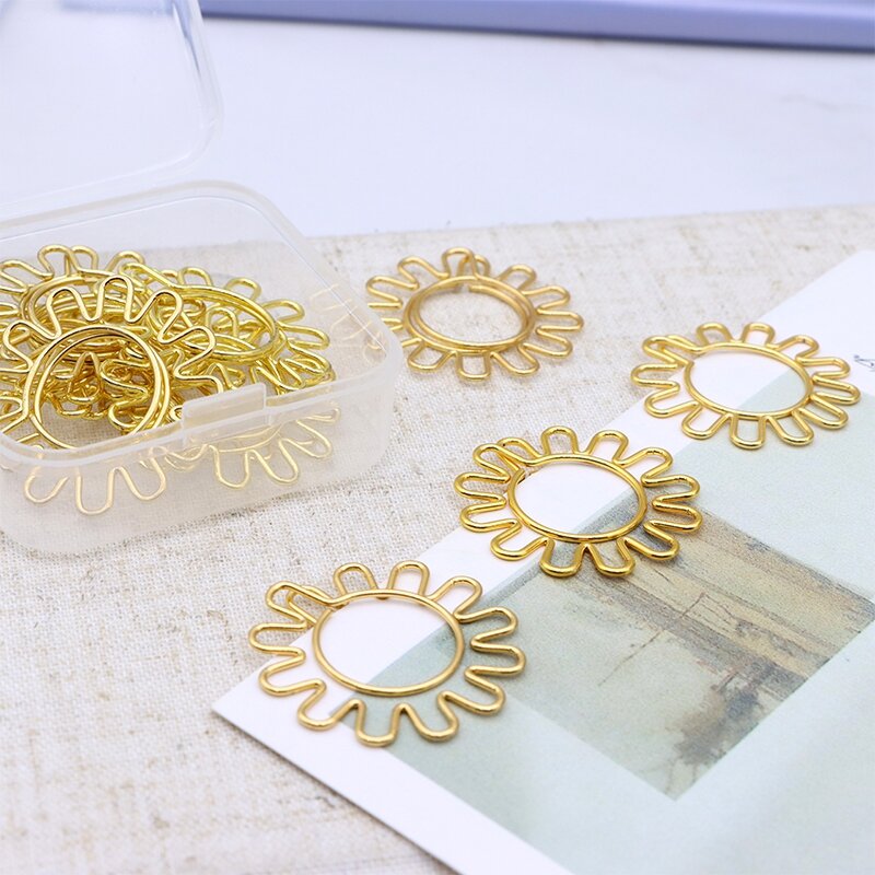 Sunflower Paper Clip Decorative Differentiation Pin Office Supplies Gold Stationery Paper Clips Paperclips Office Accessories