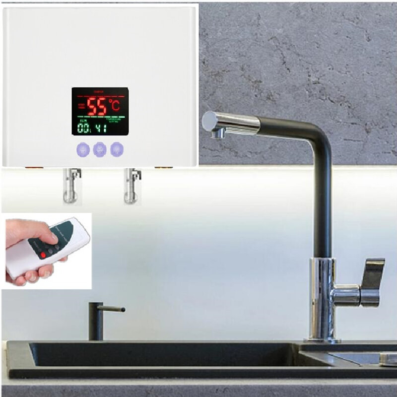 Calentador de agua instantáneo de 110V/220V para baño, cocina, calentador de agua eléctrico montado en la pared, pantalla LCD de temperatura con Control remoto