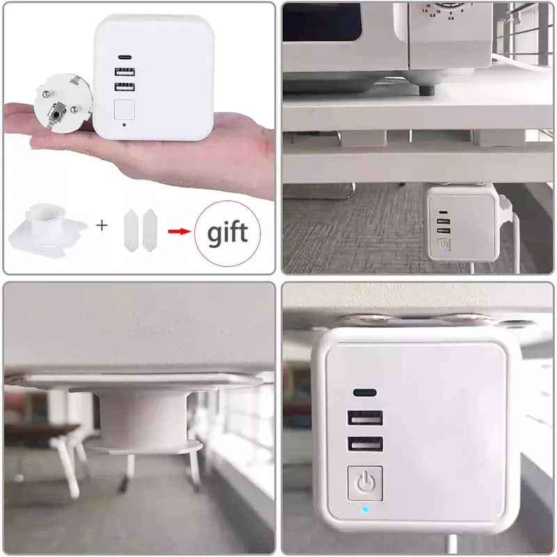 EU Power Strip With USB Type C Socket Power cube Strips Plug Smart Outlet Extension Socket Adapter European