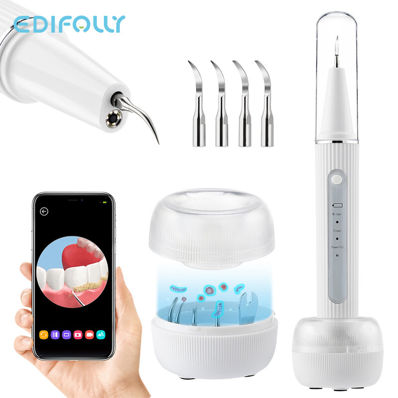 Ablatore dentale ad ultrasuoni elettrico visivo con fotocamera tartaro rimozione tartaro orale detergente per macchie di denti sbiancamento dei denti igiene orale