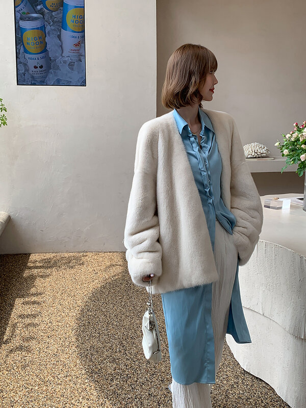 HDHOHR 2022ใหม่ธรรมชาติ Mink Fur Coats ผู้หญิงจริง Mink Fur Coats Outwear Park ขนสัตว์คุณภาพสูงหญิงอบอุ่นแจ็คเก็ตฤดูหนาว