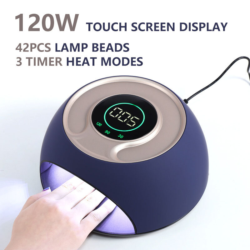 Lámpara con pantalla táctil LCD de 120W para secado de esmalte de Gel, lámpara UV/LED para salón profesional, Sensor Anto, 42 cuentas