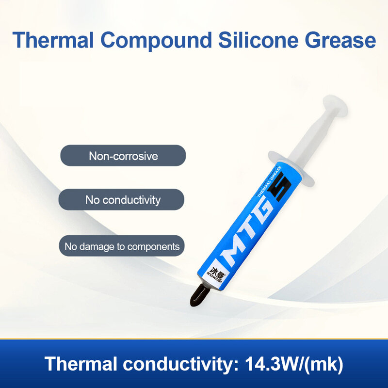 5/10G Syringe MTG5/MTG10 Thermal Konduktif Grease Paste 14.3W/Mk untuk AMD Intel Processor CPU Heat Sink Commpound Plaster