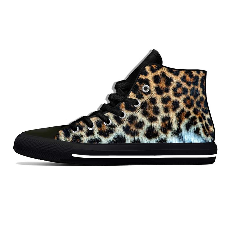 Animal panther leopardo impressão padrão de pele moda casual sapatos de pano alta superior confortável respirável impressão 3d das sapatilhas das mulheres dos homens