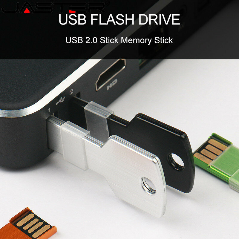 JASTER Metal key USB 2.0 Flash Drives 64GB 32GB Fashion Waterproof Pen drive 16GB 8GB High speed Memory stick U disk For Laptop