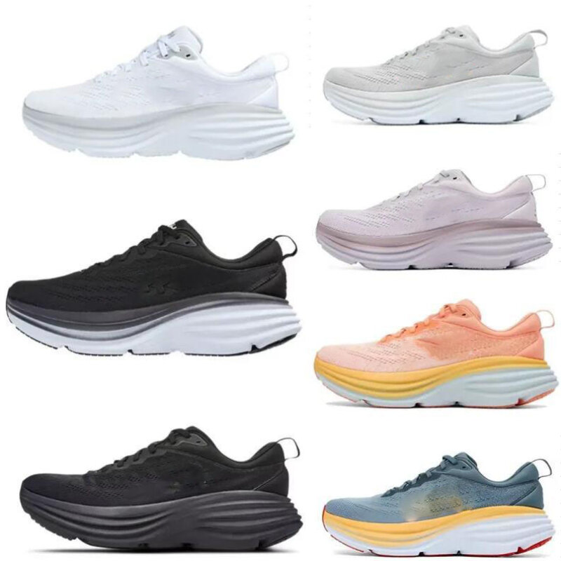 Sapatos de amortecimento antiderrapante respiráveis para homens e mulheres, tênis para esportes ao ar livre, 23 calçados esportivos, Bondi 8, Road Running, Lovers Wear