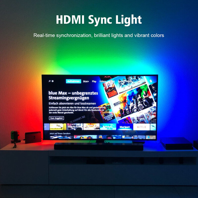 Lampu Latar TV PC Ambien Cerdas Lampu Garis LED RGB WiFi Lampu Warna Impian Peralatan Pencahayaan Layar Sinkronisasi HDMI untuk Kotak TV Xbox PS4