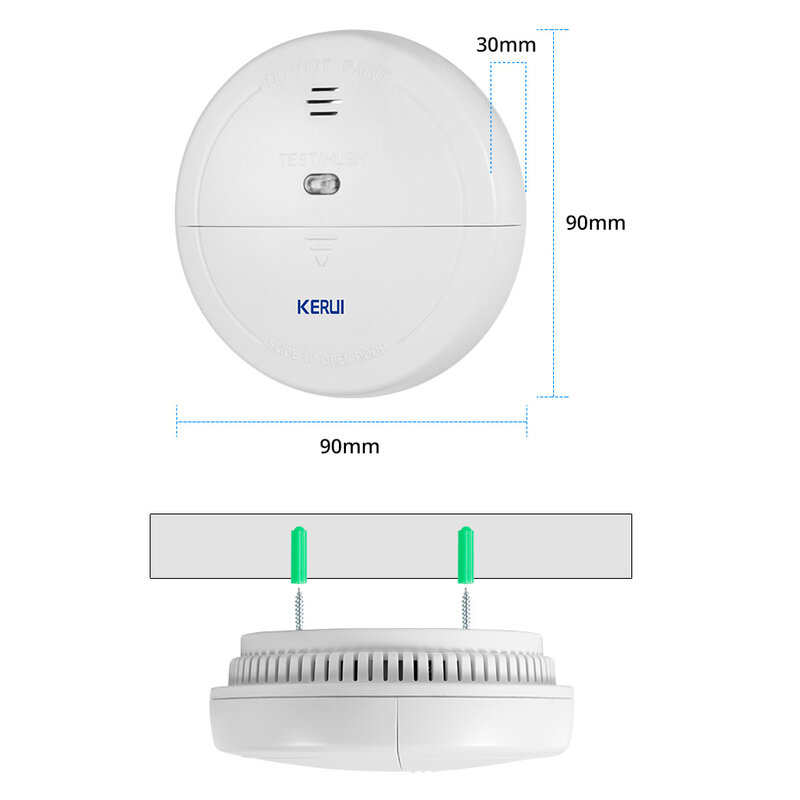 KERUI GS04 433MHz Detektor Asap Nirkabel Sensor Kebakaran untuk W181 W204 GSM Keamanan WiFi Sistem Alarm Rumah Sistem Alarm Panggilan Otomatis