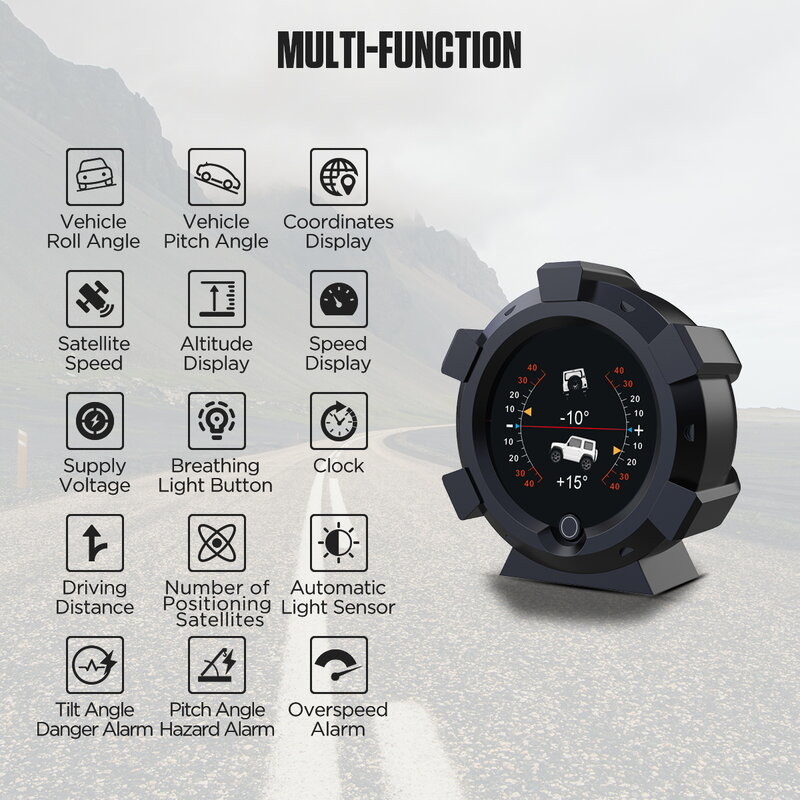 AUTOOL-Inclinómetro X95 para coche, accesorios para vehículos todoterreno, medidor multifunción, 4x4, proporciona velocidad de ángulo de inclinación, sincronización satelital, GPS