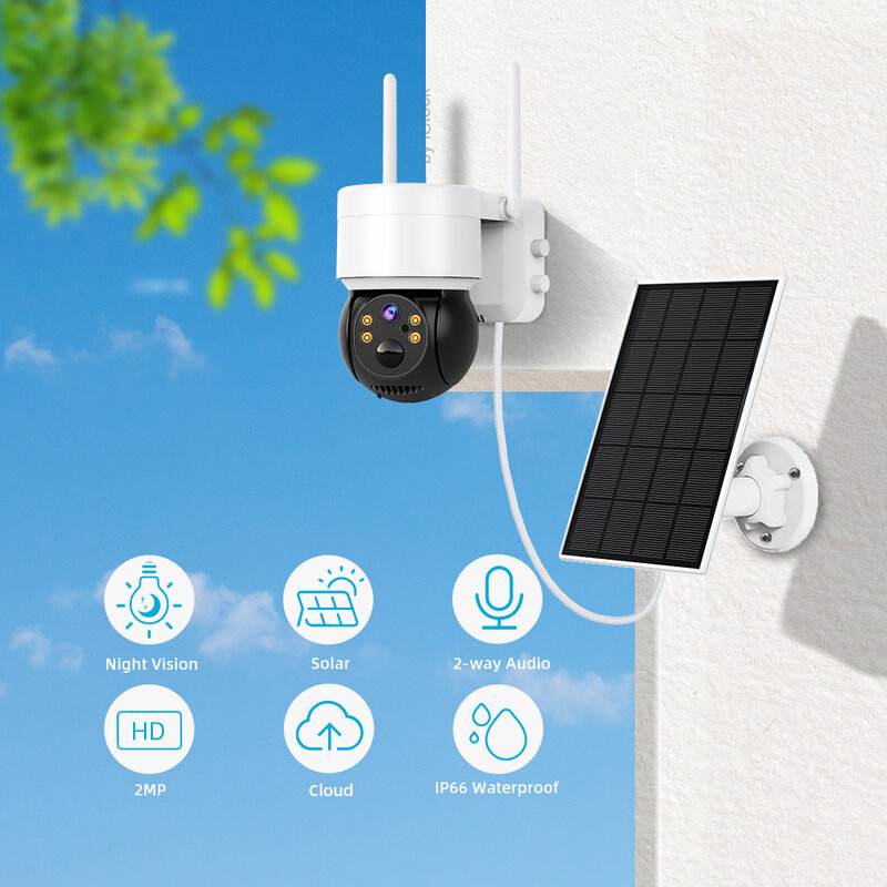 Cámara Solar PIR de 1080P para exteriores, videocámara de vigilancia inalámbrica con detección humana, Wifi, IP66, con Panel Solar, kis603