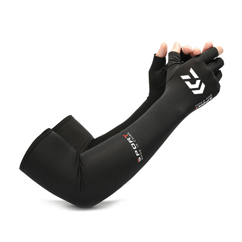Outdoor Sport Arm Cover Men Fishing Sleeves Cycling Running Climbing Sunscreen Uv Protection Ice Silk Half Finger Cuff Sleeves