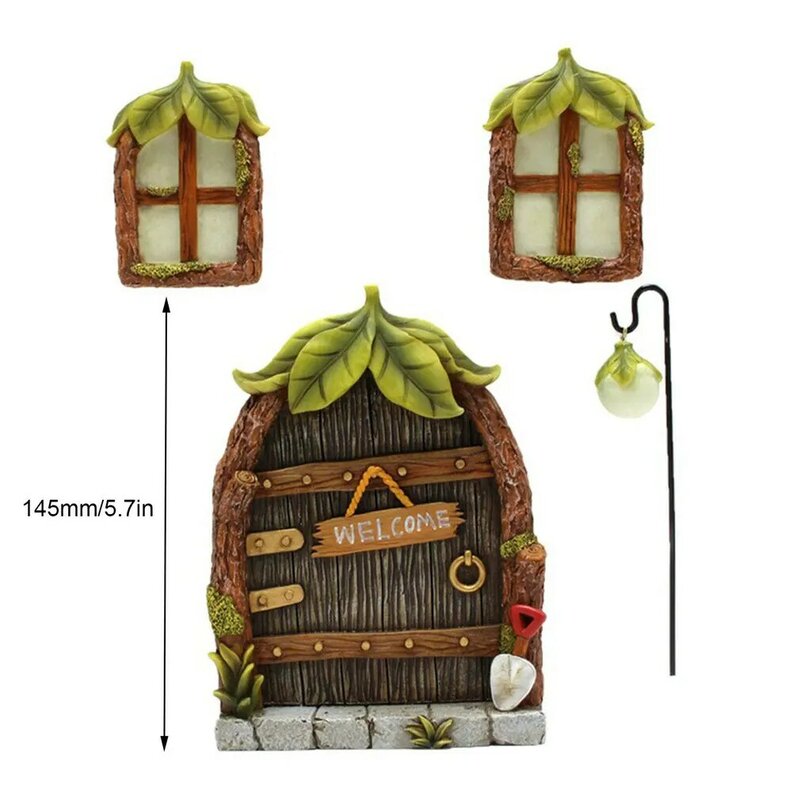 Ornamenti per decorazioni da giardino fatato incandescente nel buio resina porta In miniatura finestra lampione stato per giardino
