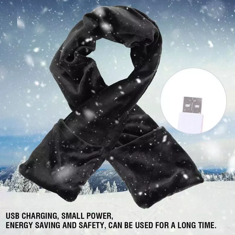 Unisex zimowy akumulator podgrzewany szalik USB ogrzewanie szalik pluszowy kołnierz szybkie ogrzewanie przyjazny dla skóry szalik grzewczy