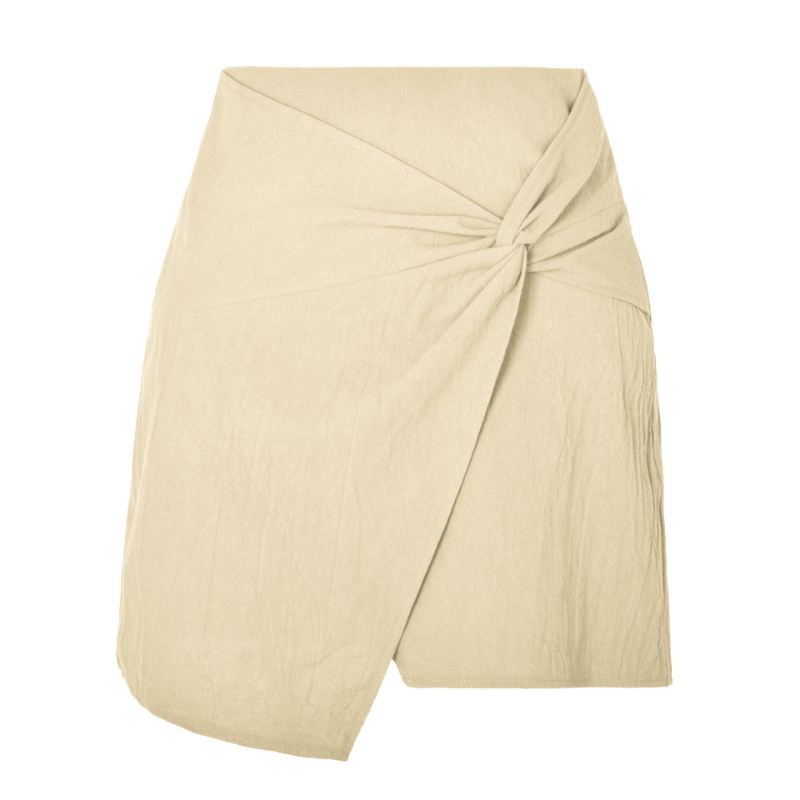 Minifaldas de lino y algodón para mujer, Faldas de cintura alta con cremallera Irregular, de Color sólido, para oficina