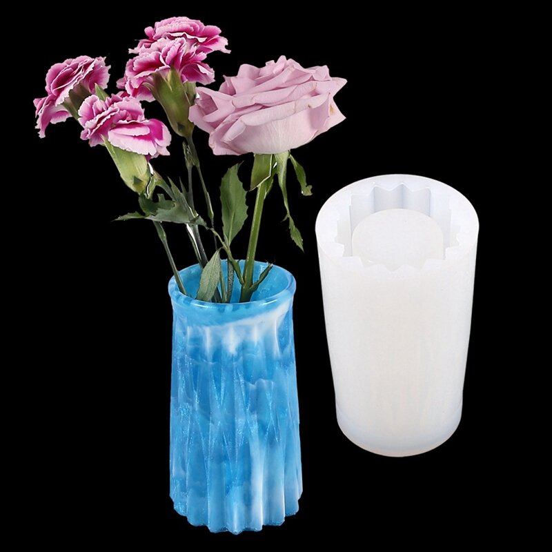 Molde de epoxi de cristal para decoración de florero, redondo, rombos, de silicona, para almacenamiento