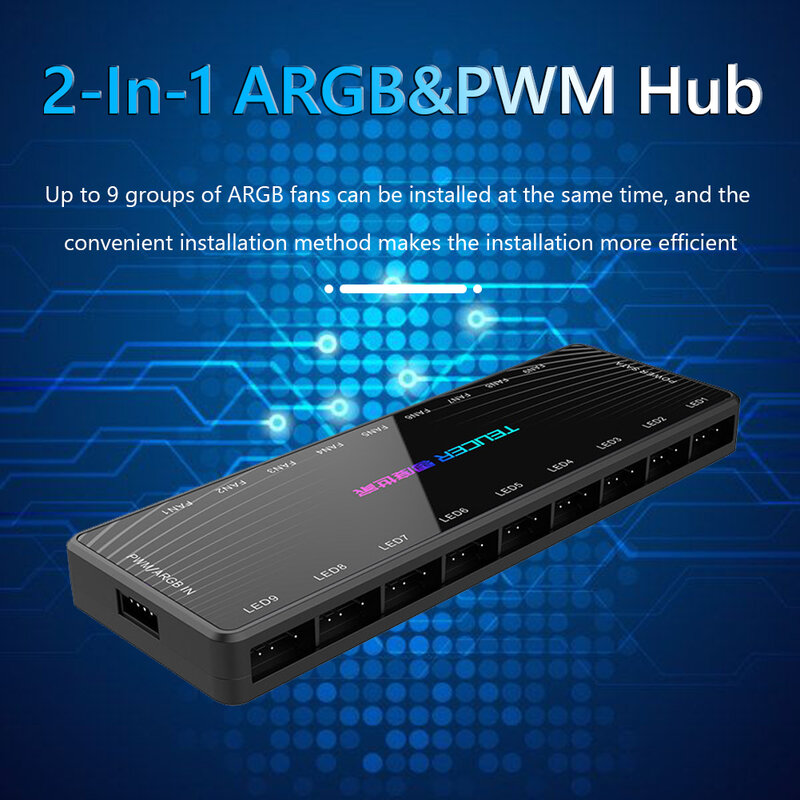 5V 3 Pin ARGB Kipas Pendingin 4Pin PWM HUB 1 Sampai 9 Multi Cara Splitter untuk PC Case Controller Adaptor Didukung Oleh Antarmuka SATA