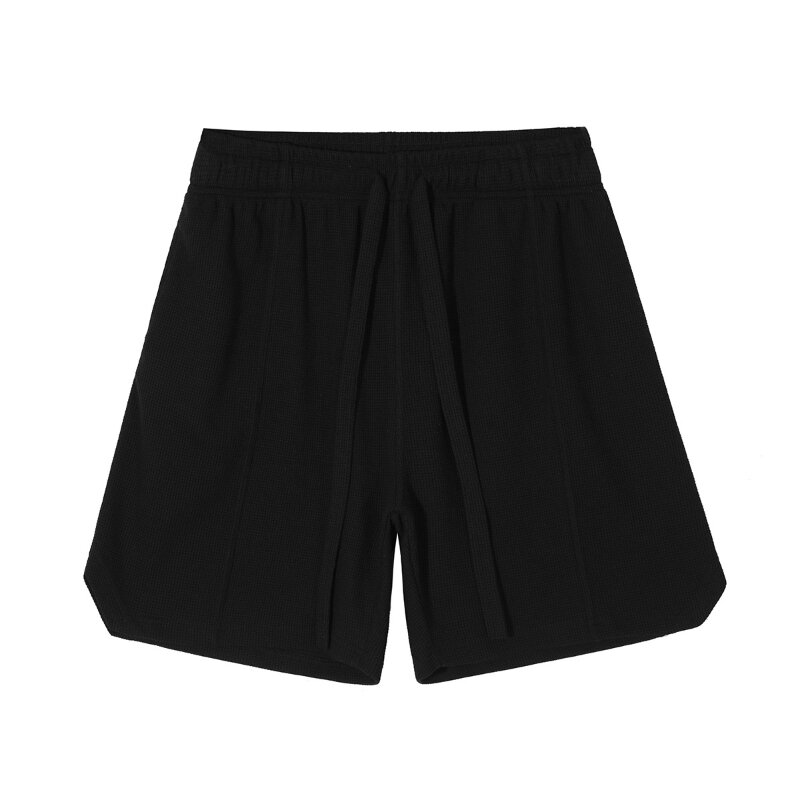 2022 Nieuwe 260G Ademend Wafel Pak Losse Casual Korte Mouw Shorts Mannen Pak Trekkoord Mode Effen Kleur Mannen kleding