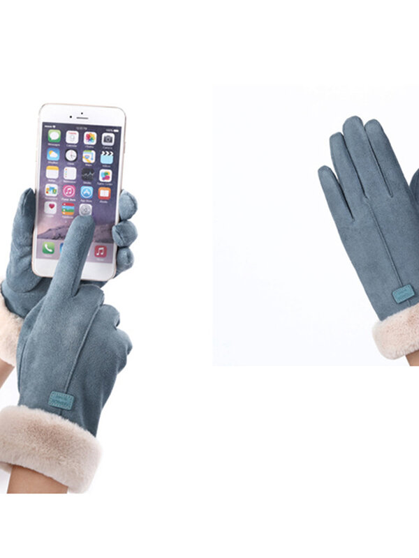Kobiety bawełniane zamszowe rękawiczki z ekranem dotykowym zimowe ciepłe zagęszczane pluszowe rękawiczki jeździeckie wiatroszczelne Gants Femmale 2022 pełne mitenki