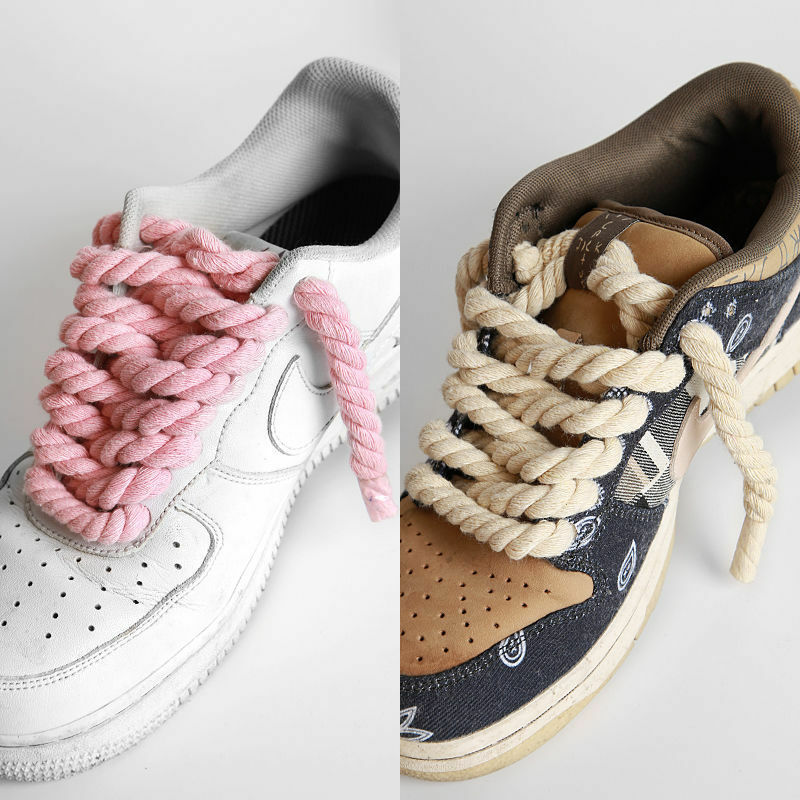2คู่/เซ็ต Vintage DIY ผ้าลินินผ้าฝ้ายทอผ้าสไตล์ Bold Shoelaces Low-Top รองเท้าผ้าใบสีเขียวรองเท้า Laces ผู้หญิงผู้ชา...