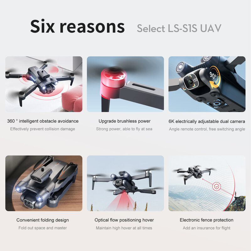 S1S Foldable Drone with 6KHD Camera Auto Hover Gravity Sensor Gesture Control Best Gifts for Adults Exquisite Gift Box Packaging