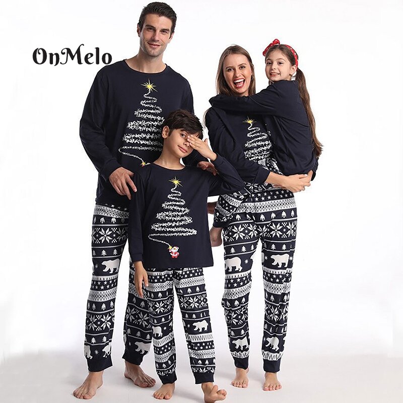 Onmelo família pijama de natal ano novo traje para crianças mãe crianças casal roupas combinando pijamas de natal conjunto
