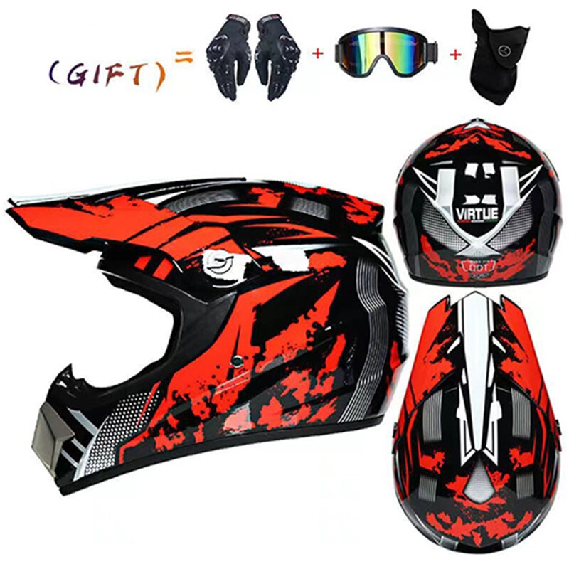 Conjunto de tres piezas de nuevos cascos de motocicleta, cascos todoterreno para hombre y mujer, cascos de carreras