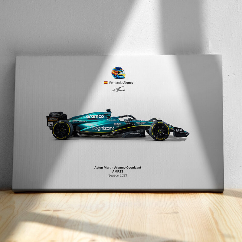 Fórmula 1 Pintura da lona para Home Decor, F1 AMR23, Diego Alonso, Fórmula 1, temporada 2023, Wall Art, imagens, Sala de estar, Presente