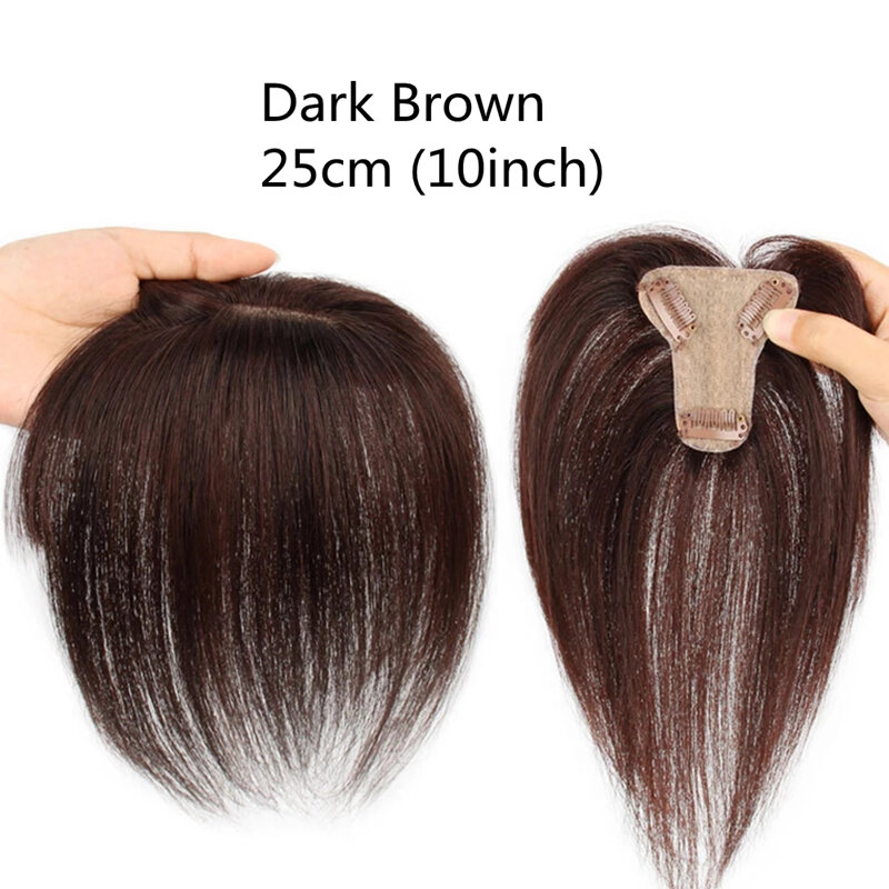 Toppers de cheveux naturels avec frange à Air 3D pour femmes, postiche fin avec Clip, pour une perte de cheveux légère, couverture de Volume, cheveux gris