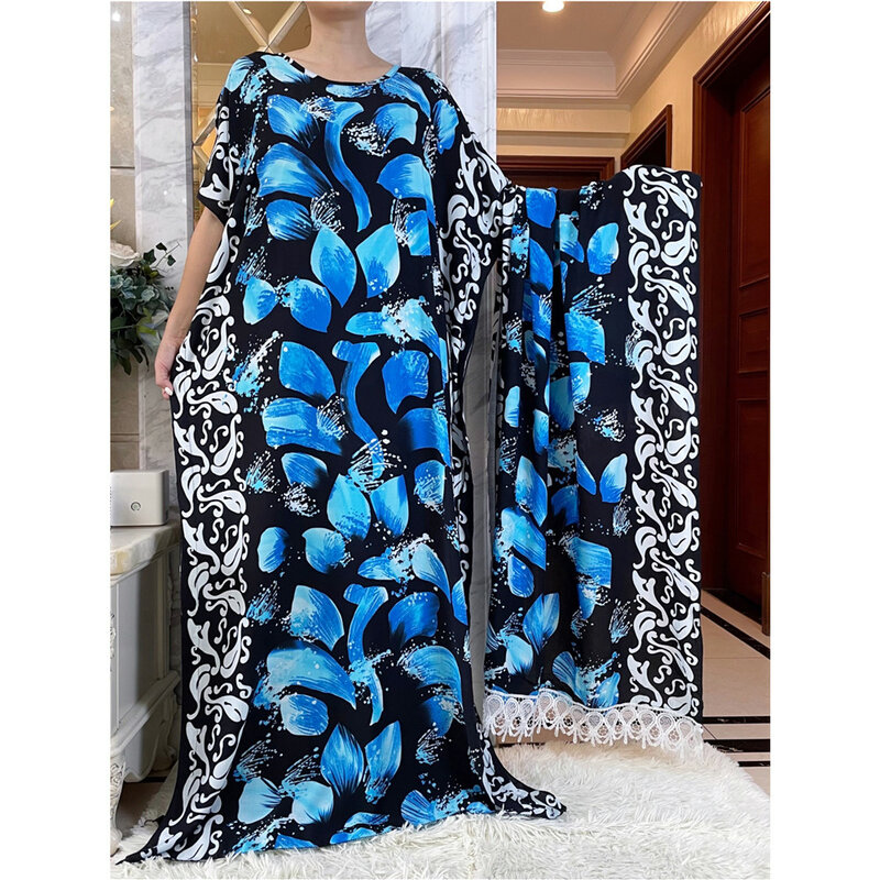 女性のための大きなスカーフ付きのイスラム教徒のドレス,花柄のアフリカのマキシドレス,アバヤ,yy13,2023