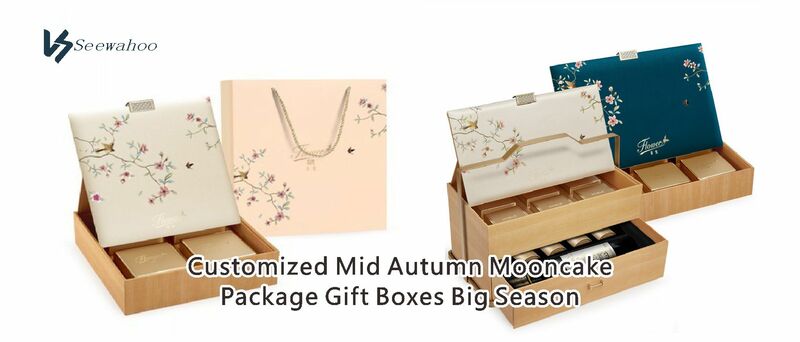 Um conjunto de gêmeo personalizado mid autumn mooncake pacote caixas de presente grande temporada 2022