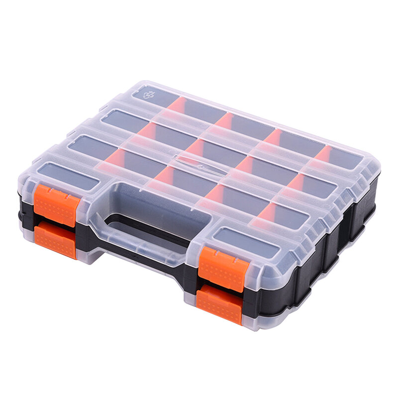 Caja de almacenamiento de Hardware para tornillos, divisores extraíbles, clavos, piezas pequeñas duraderas, organizador de caja de herramientas portátil de plástico de doble cara