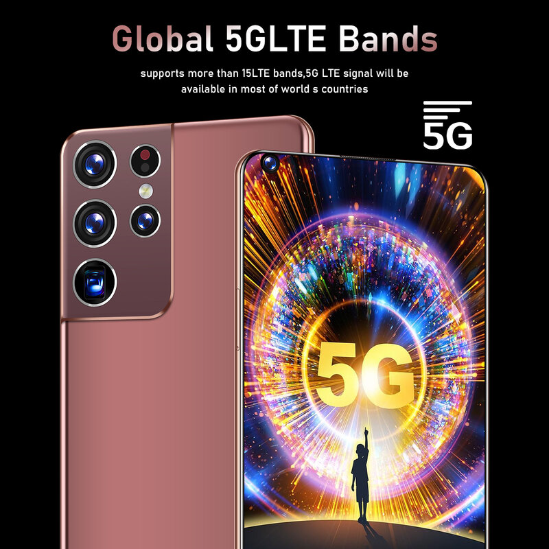 Versão global s21 ultra 7.3in 5g smartphone 16gb + 512gb 24 + 48mp 10-core 6800mah celular desbloquear duplo sim duplo telefone à espera