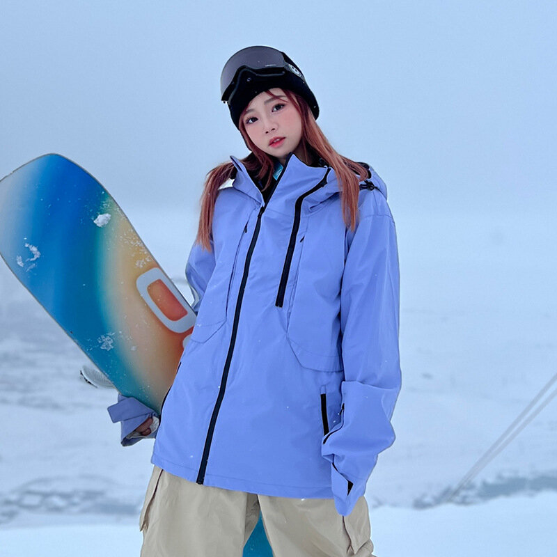 SEARIPE jaket Ski tahan air pria wanita, pakaian penahan angin tahan air dengan kantong gunung, setelan hangat musim dingin untuk mantel salju, pakaian papan salju