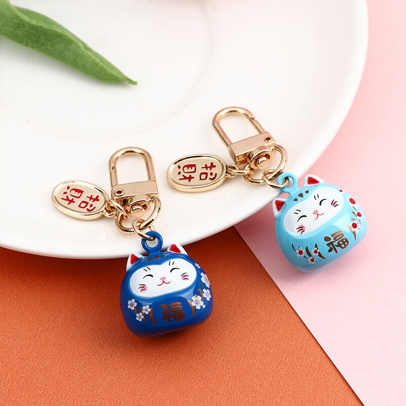 Lucky Cat Keychains Bag Charm Bag OrnamentsJapanese Style Cartoon Keychain Pendant Keyring Cute Key Chains Car Pendant Gifts