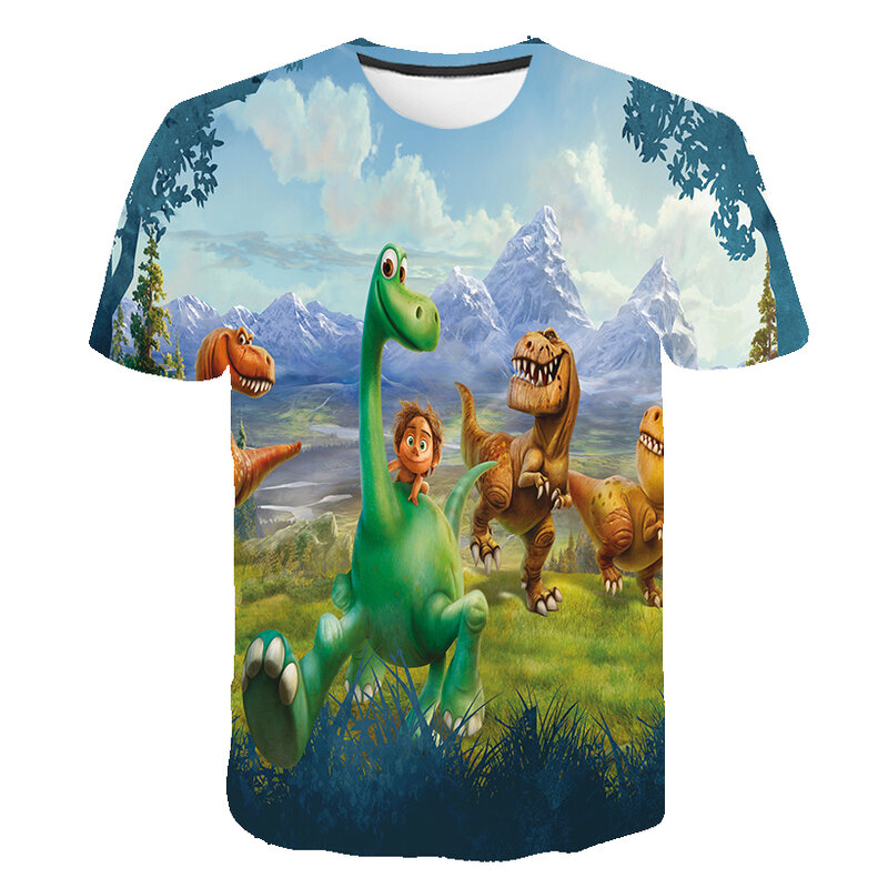 Kaus Bayi Laki-laki Gambar Kartun 3-14T untuk Musim Panas Kaus Dinosaurus Anak Laki-laki Baju Anak-anak Lengan Pendek Atasan Jurassic Park Anak-anak