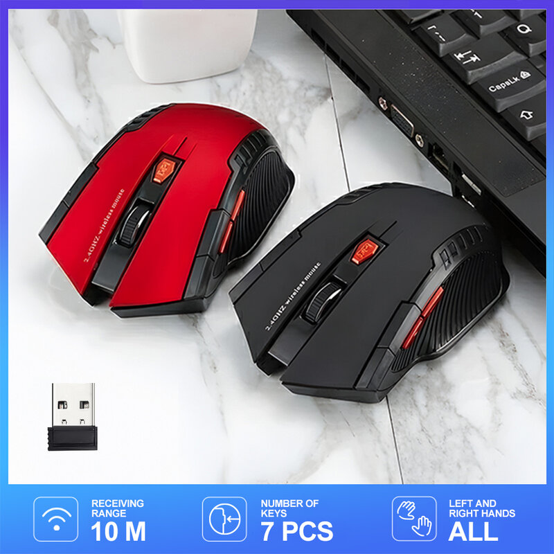 RYRA-ratón inalámbrico para juegos, dispositivo silencioso de 2,4G, 1600DPI, receptor USB sin cable, batería, portátil, PC, Macbook