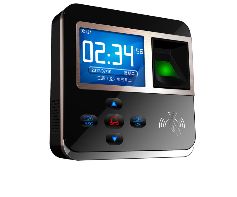 2.4インチのモニターM-F211 p2p時間移動機パスワード指紋時間時計ドアアクセス制御システム