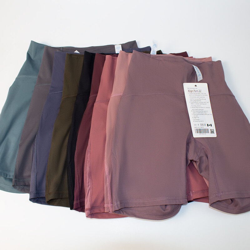 Lulu-pantalones cortos de yoga de cintura alta, mallas elásticas transpirables de secado rápido para gimnasio, levantamiento de glúteos, personalizadas, LULUlogo