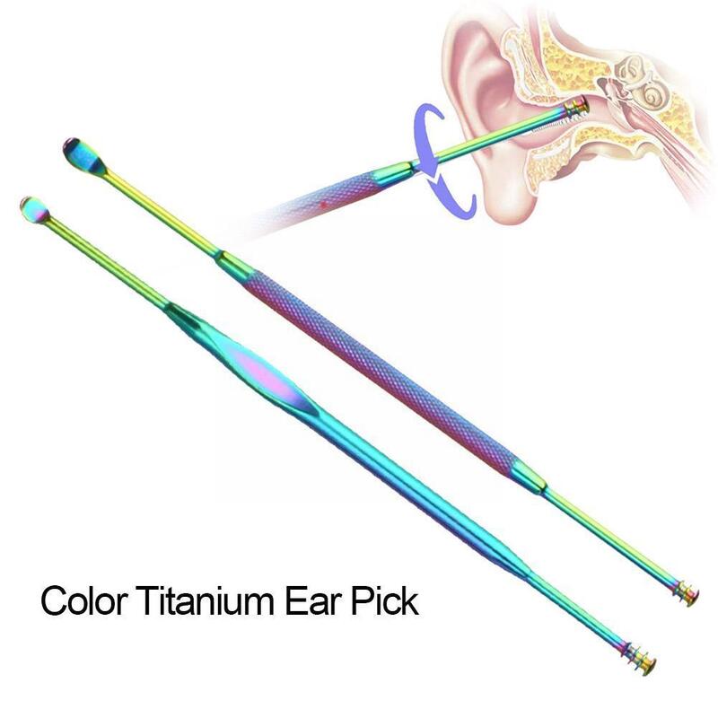Bâtonnets de cire d'oreille en acier coloré pour adulte, 1 pièce, Double outil d'élimination de la cire d'oreille, nettoyant pour enfants, sécurité H9b2