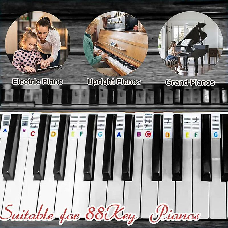 61 teclas 88 teclas removível piano para etiquetas chaves teclado de piano  adesivos piano ancinho notas