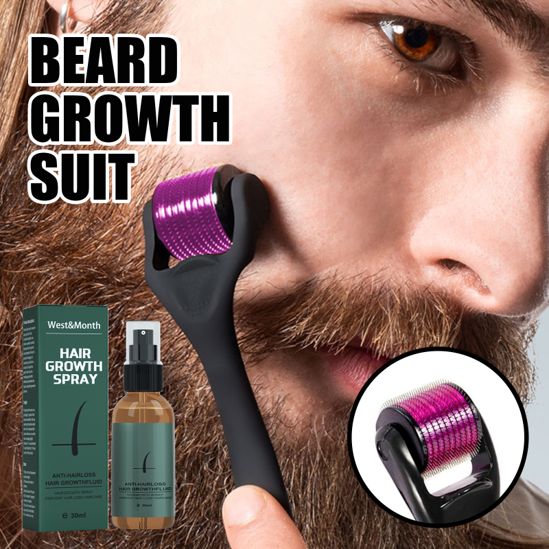 Набор роликов для роста бороды для мужчин, набор для роста бороды, эссенция для роста бороды для мужчин, питательный усилитель, спрей для бор...