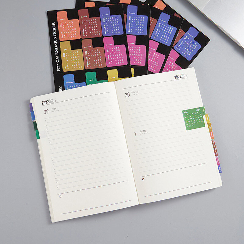 2022 일정 도서 다기능 편리한 사용 독립적 인 컬러 노트 인덱스 시간 관리 플래너 Kawaii Diary Binder